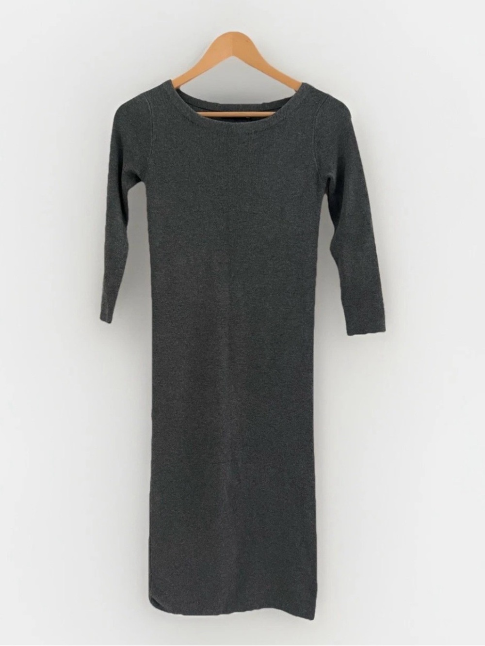 Zara Charcoal Gray Knit Midi Dress Medium